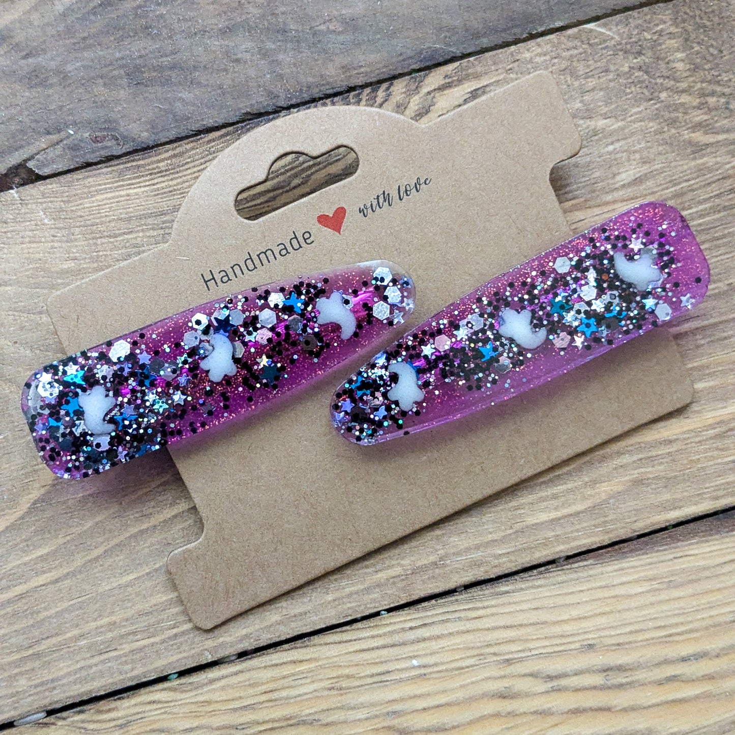 Hairclips - Purple Glitter Ghosty